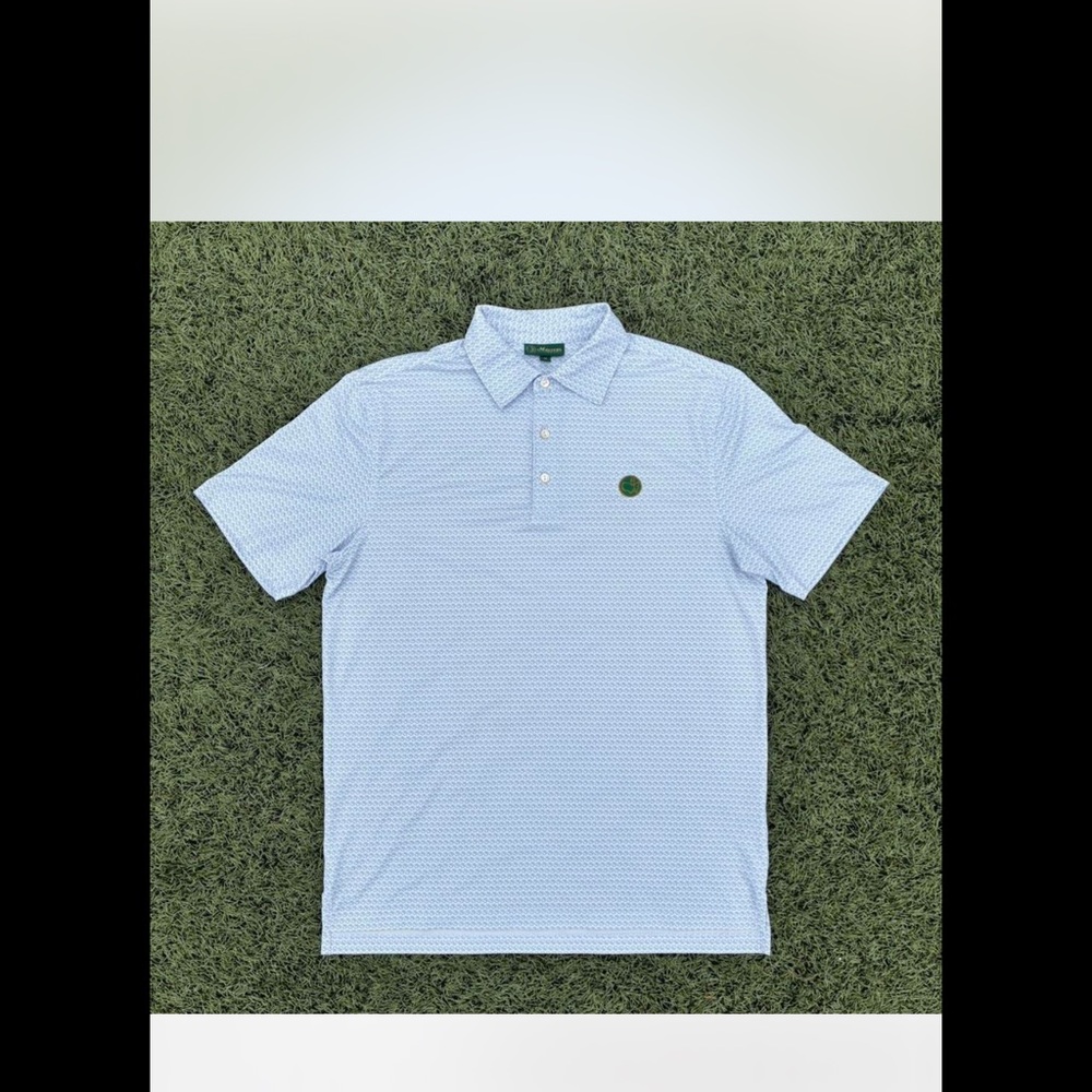 Berckmans Place Polo Pale Blue Polo with Green Logo Patch